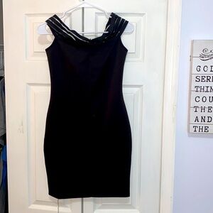 BEAUTIFUL Black Shoulderless Vintage Mini Dress